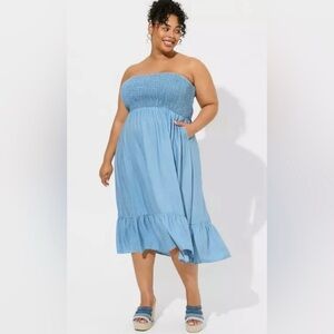 Torrid 2 Strapless Chambray dress